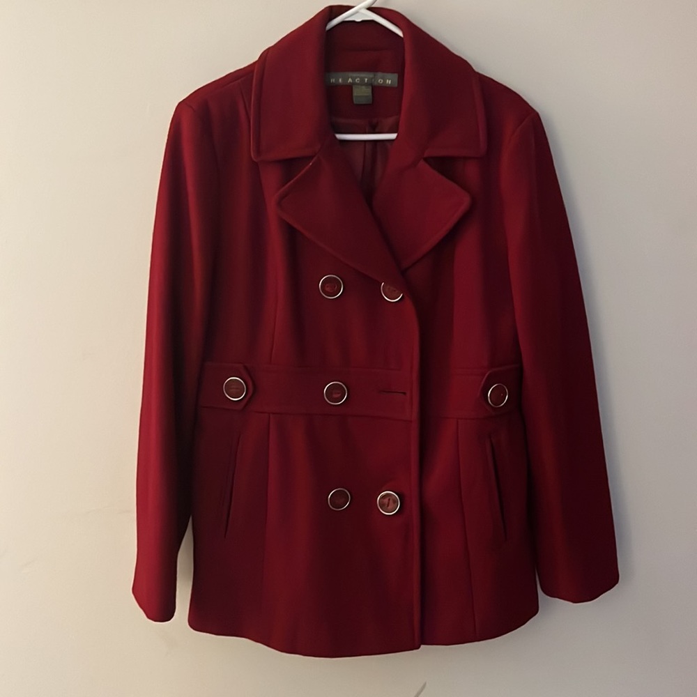 Kenneth Cole Reaction, Red, Double-Breasted fall coat.